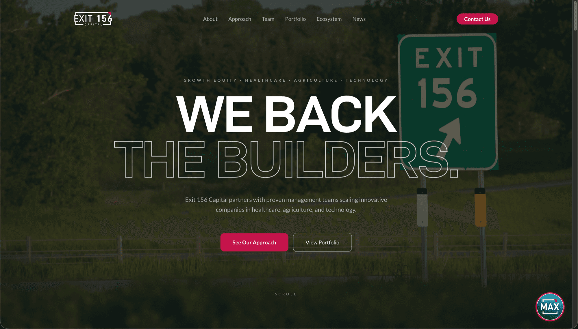 Exit 156 Capital landing page